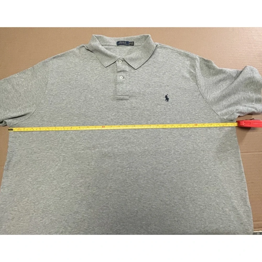 Polo Ralph Lauren Men's‎ 3XL Gray Polo Navy Embroidered Pony Preppy Classic - Picture 6 of 12